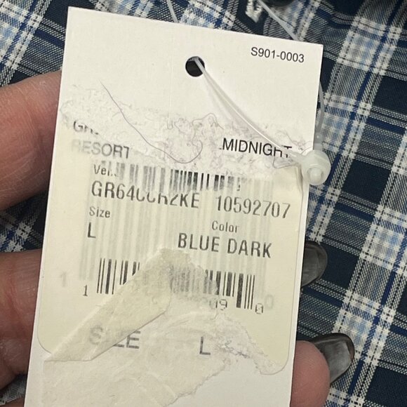 Michael Kors Mens Tailored Fit Blue Dark Plaid Long Sleeve Shirt Size Large - Picture 4 of 7